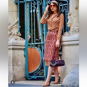 ZARA 2 PIECE SET GEOMETRIC PRINT ORGANZA MINK TOP AND TULLE SKIRT